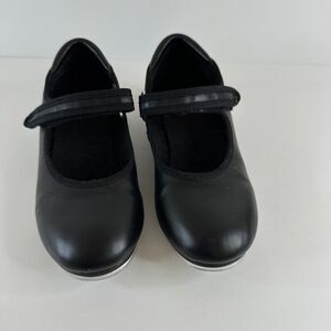 Black Linodes Easy Strap Tap Shoe Dance Flats for Girls and Boys-Size 1.5